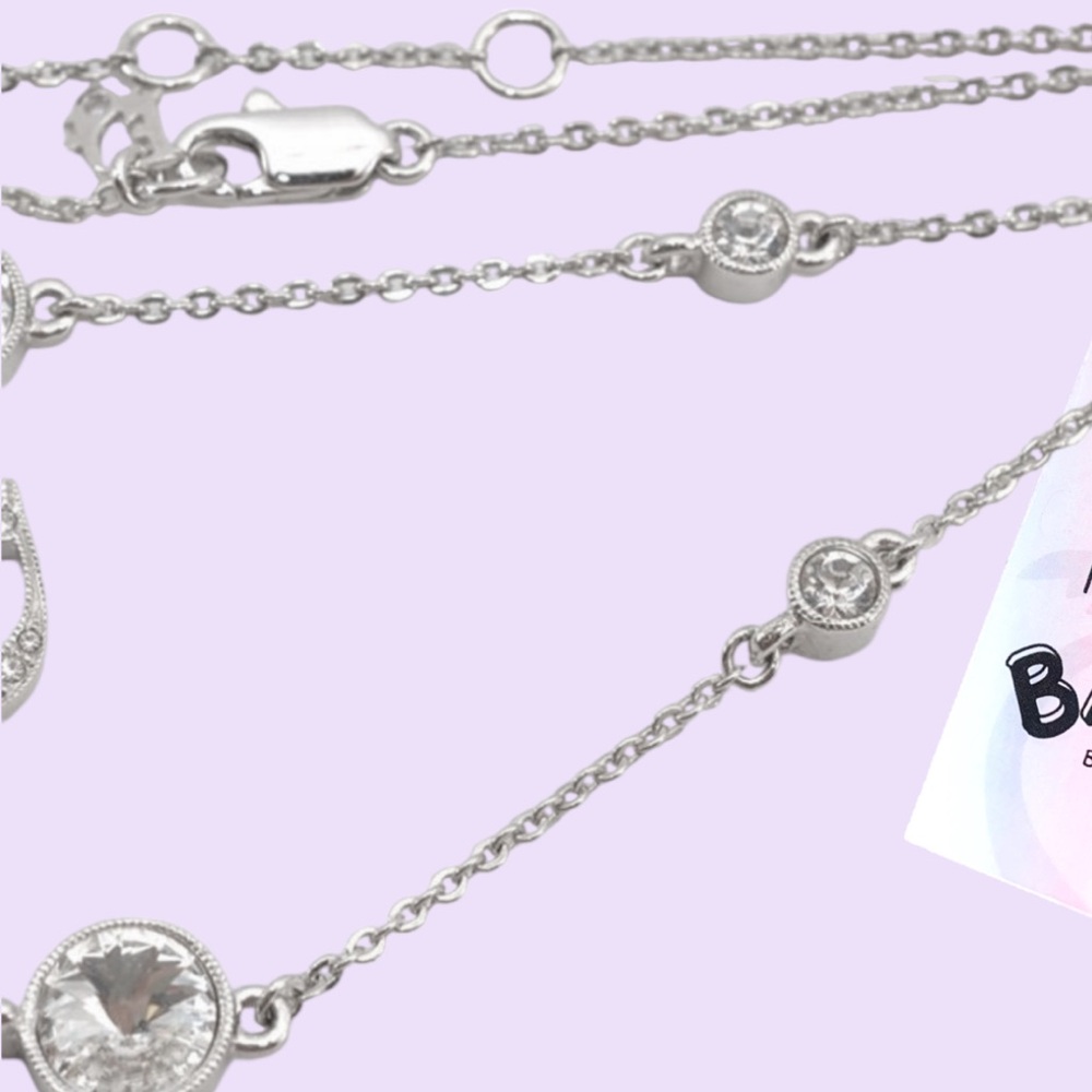Dior: Crystal Logo Bar Rhinestone Silver Necklace - Picture 13 of 16